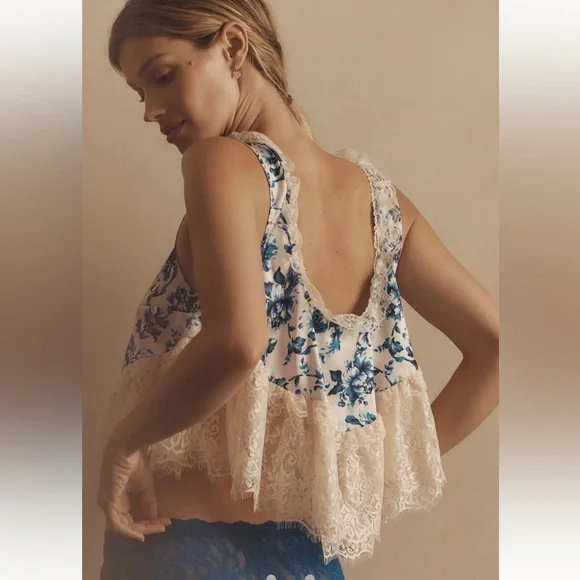 Anthropologie Blue Lace Swing Cami Sz XL - Picture 3 of 10